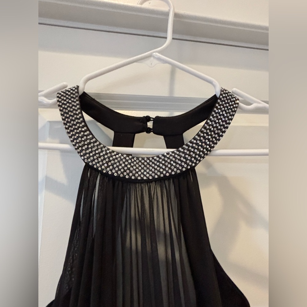Speechless Black Halter Pleated Cocktail Dress with Embellished Neckline - Picture 6 of 7